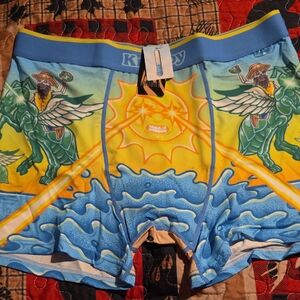 Knobby Men's Vibrant Boxer Briefs with Blue and Yellow Design XXXLARGE